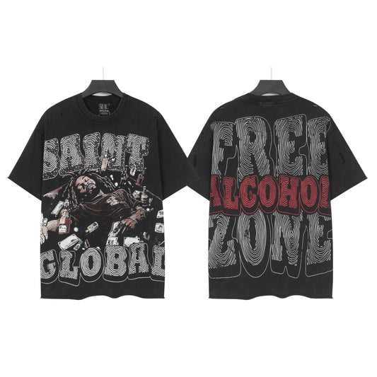 SAINT Free Alcohol Washed Black Graphic T-Shirt — hero