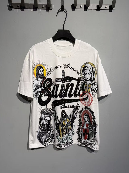 SAINT Religious Collage Graphic T-Shirt — front
