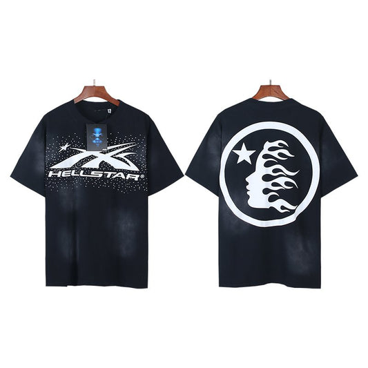 Hellstar Washed Black Rhinestone Graphic T-Shirt — hero