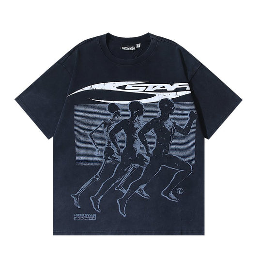 Hellstar Washed Dark Navy Graphic T-Shirt — hero