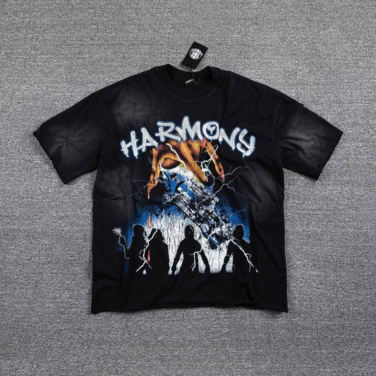HARMONY Black Front & Back Graphic T-Shirt — hero