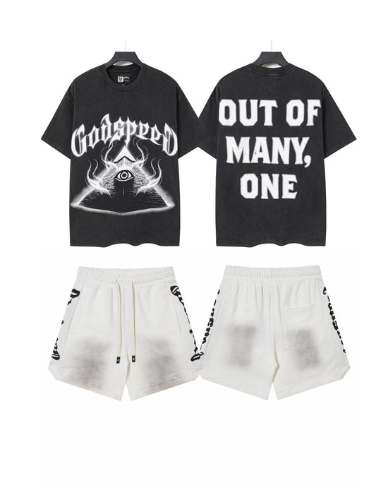 Godspeed Out Of Many One Eye Triangle T-Shirt & Shorts Set — front