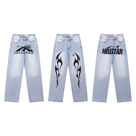 Hellstar Light Blue Graphic Jeans — hero