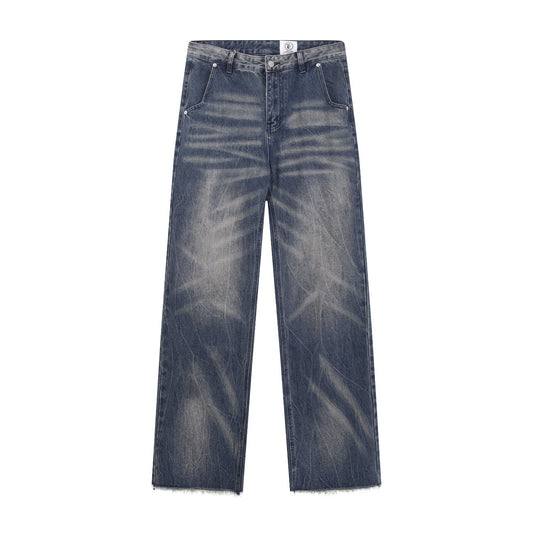 Hellstar Washed Blue Distressed Straight-Leg Jeans — hero
