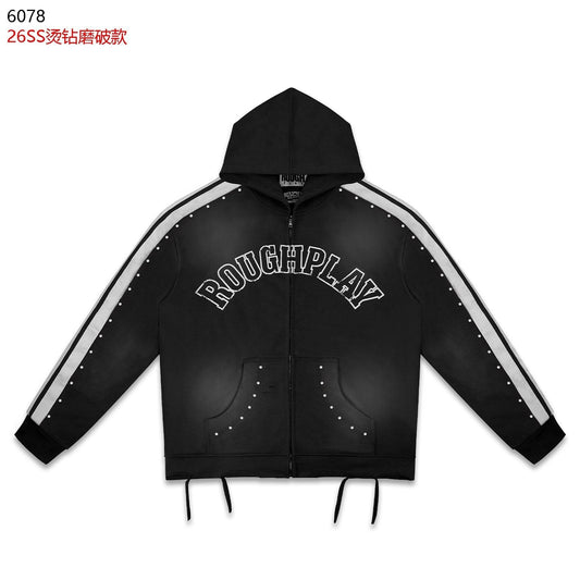 Rough Play Studded Stripe Full-Zip Hoodie — hero