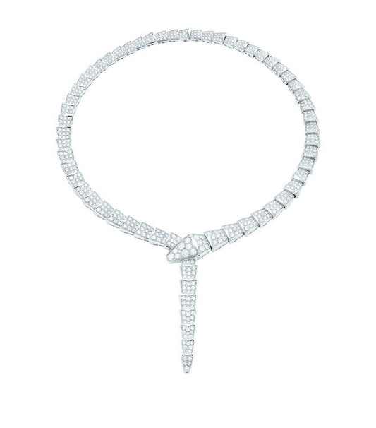 BVLGARI SERPENTI SILVER DIAMOND NECKLACE