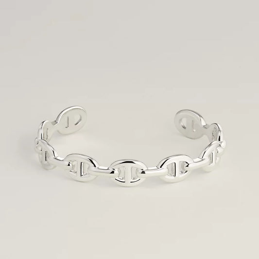 HERMES CHAINE SILVER OPEN BRACELET
