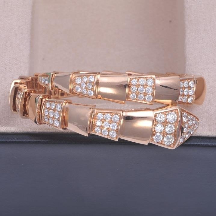 BVLGARI SERPENTI WIDE BRACELET PINK GOLD DIAMOND