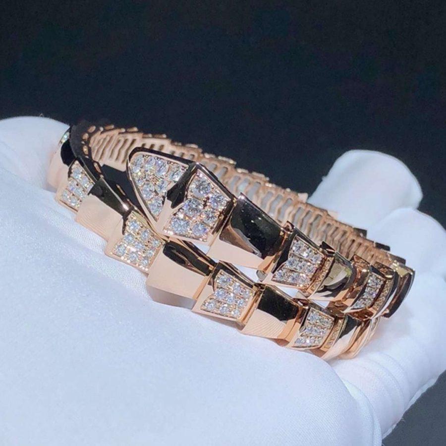 BVLGARI SERPENTI WIDE BRACELET PINK GOLD DIAMOND
