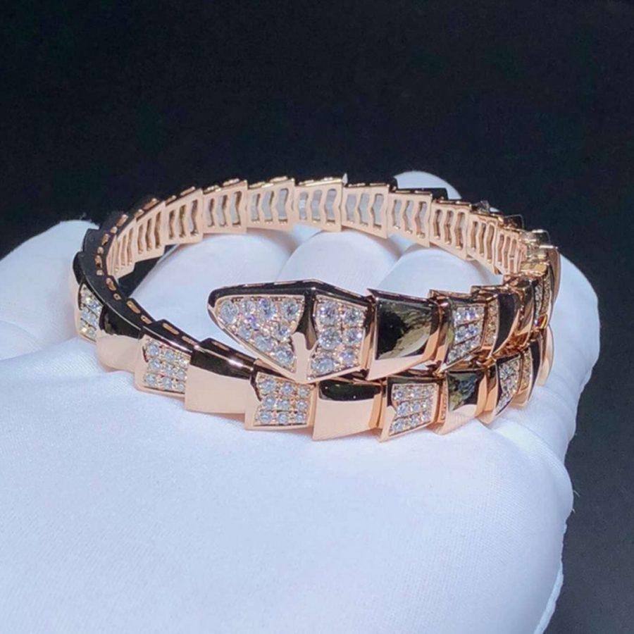 BVLGARI SERPENTI WIDE BRACELET PINK GOLD DIAMOND