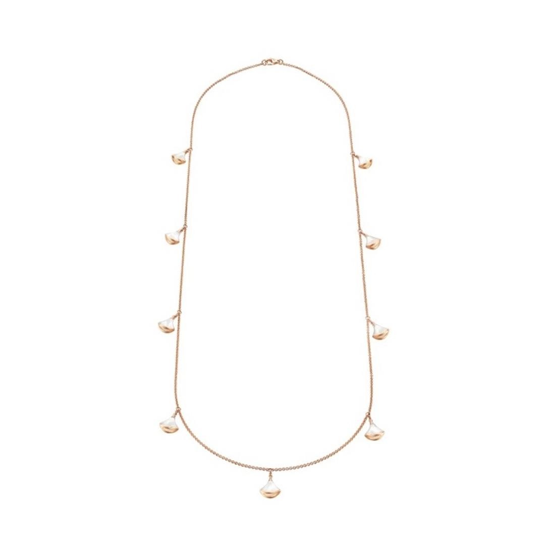 BVLGARI DREAM NECKLACE 9 MOTIF WHITE MOP PINK GOLD