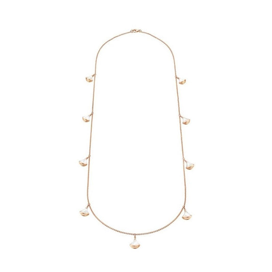 BVLGARI DREAM NECKLACE 9 MOTIF WHITE MOP PINK GOLD