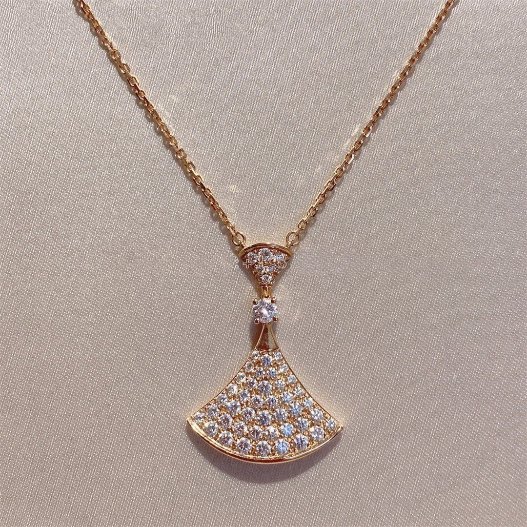 BVLGARI DREAM NECKLACE PINK GOLD FULL DIAMOND