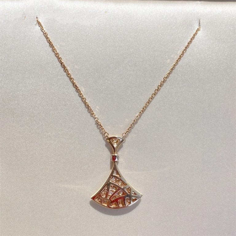BVLGARI DREAM NECKLACE PINK GOLD FULL DIAMOND