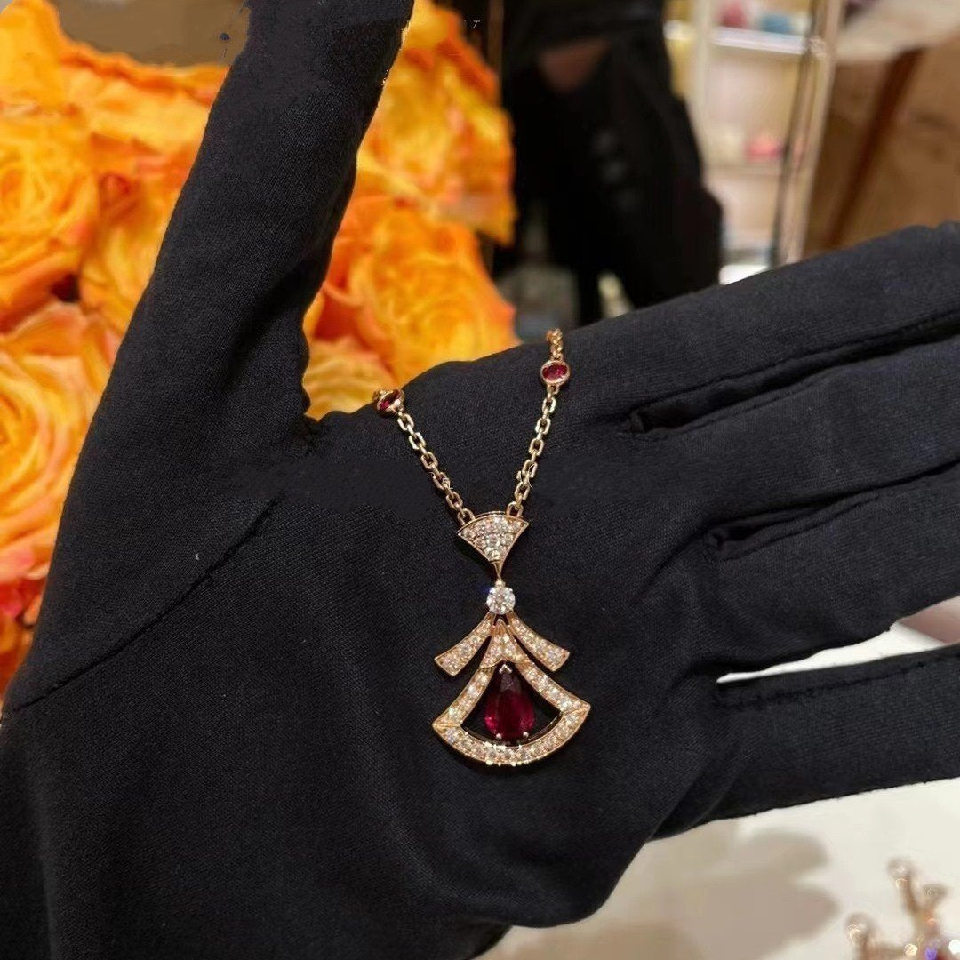 BVLGARI DREAM NECKLACE CARNELIAN DIAMOND PINK GOLD