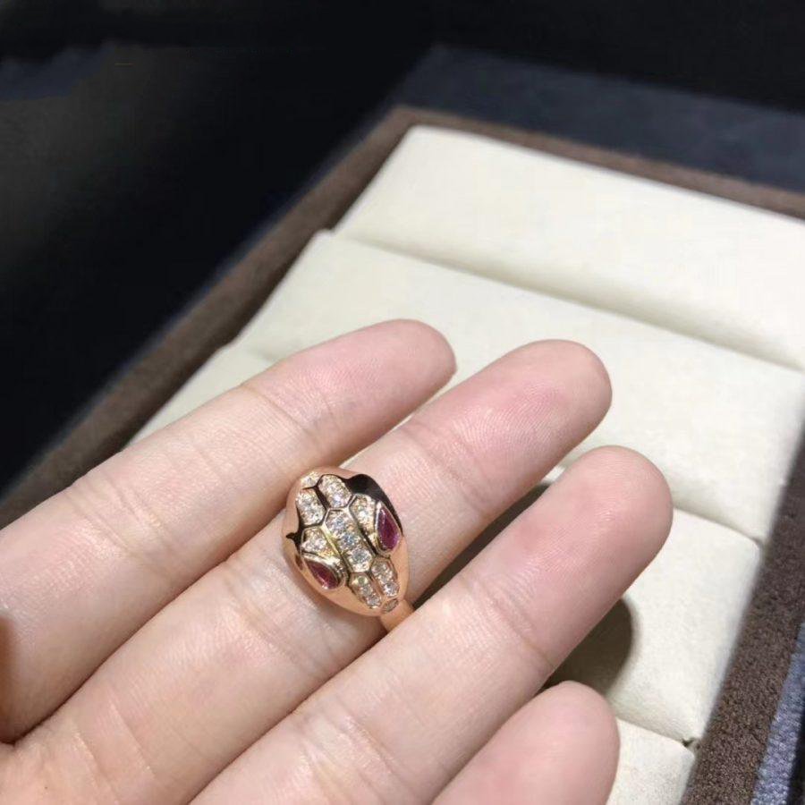BVLGARI SERPENTI RING SNAKE PINK PINK GOLD DIAMOND