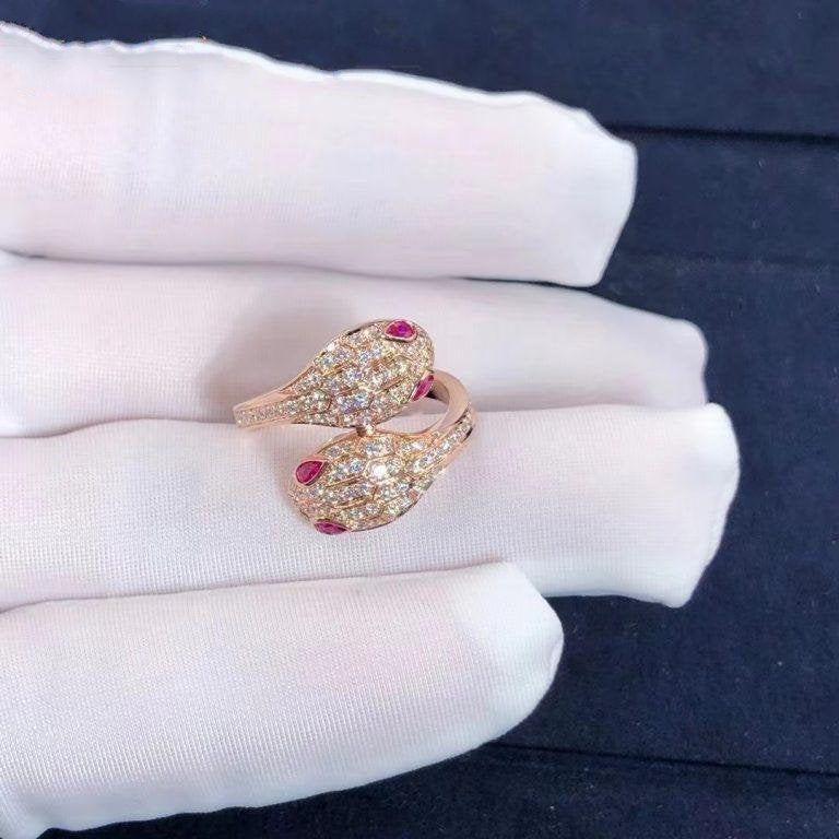 BVLGARI SERPENTI RING PINK DIAMOND DOUBLE SNAKE