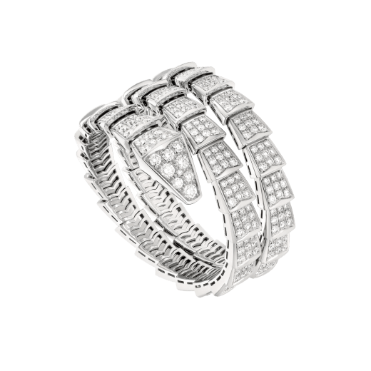 BVLGARI SERPENTI BRACELET 8MM SILVER DIAMOND DOUBLE ROW