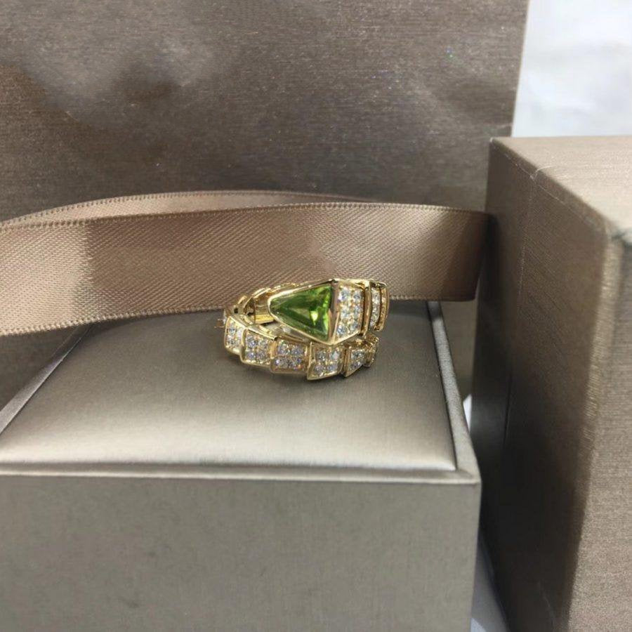 BVLGARI SERPENTI RING GOLD DIAMOND MALACHITE
