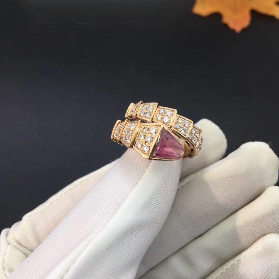 BVLGARI SERPENTI RING PINK GOLD DIAMOND PINK