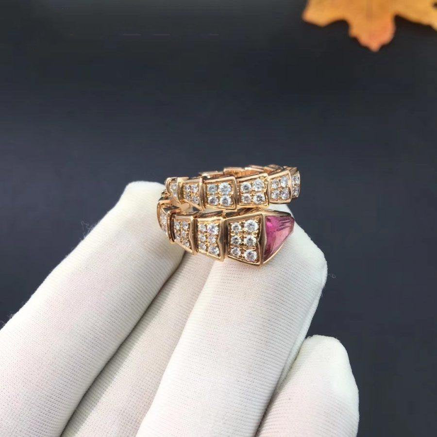BVLGARI SERPENTI RING PINK GOLD DIAMOND PINK