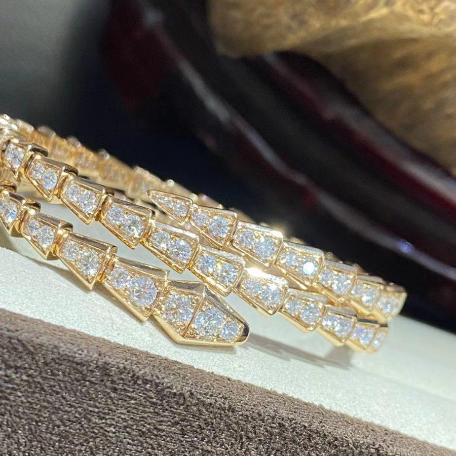 BVLGARI SERPENTI BRACELET GOLD DIAMOND DOUBLE ROW