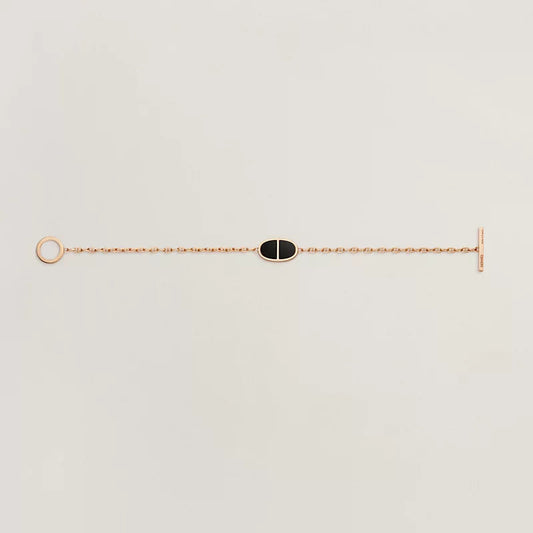 HERMES CHAINE VERSO BLACK CERAMIC SILVER BRACELET