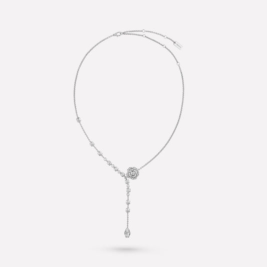 Chanel Bouton De Camelia Silver Diamond Necklace