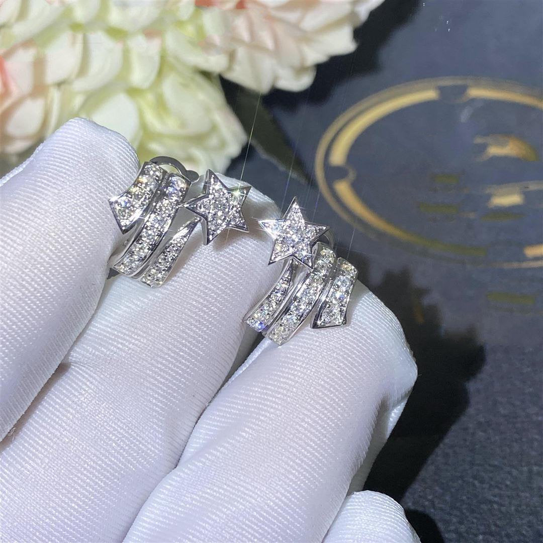 Chanel Comete Etoilee Earrings Silver Diamond
