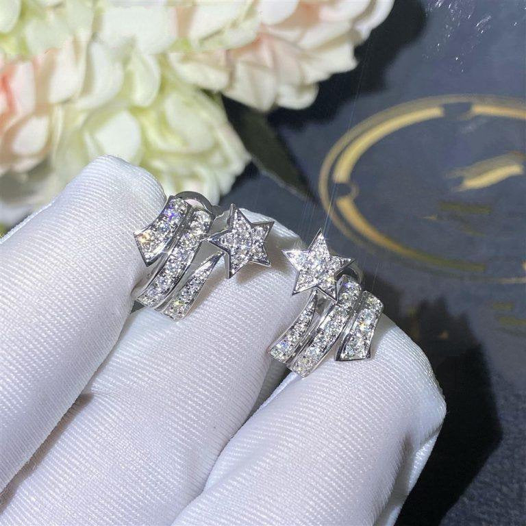 Chanel Comete Etoilee Earrings Silver Diamond