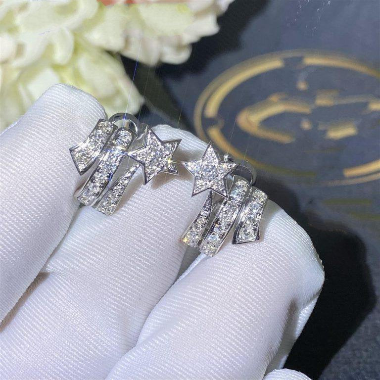 Chanel Comete Etoilee Earrings Silver Diamond