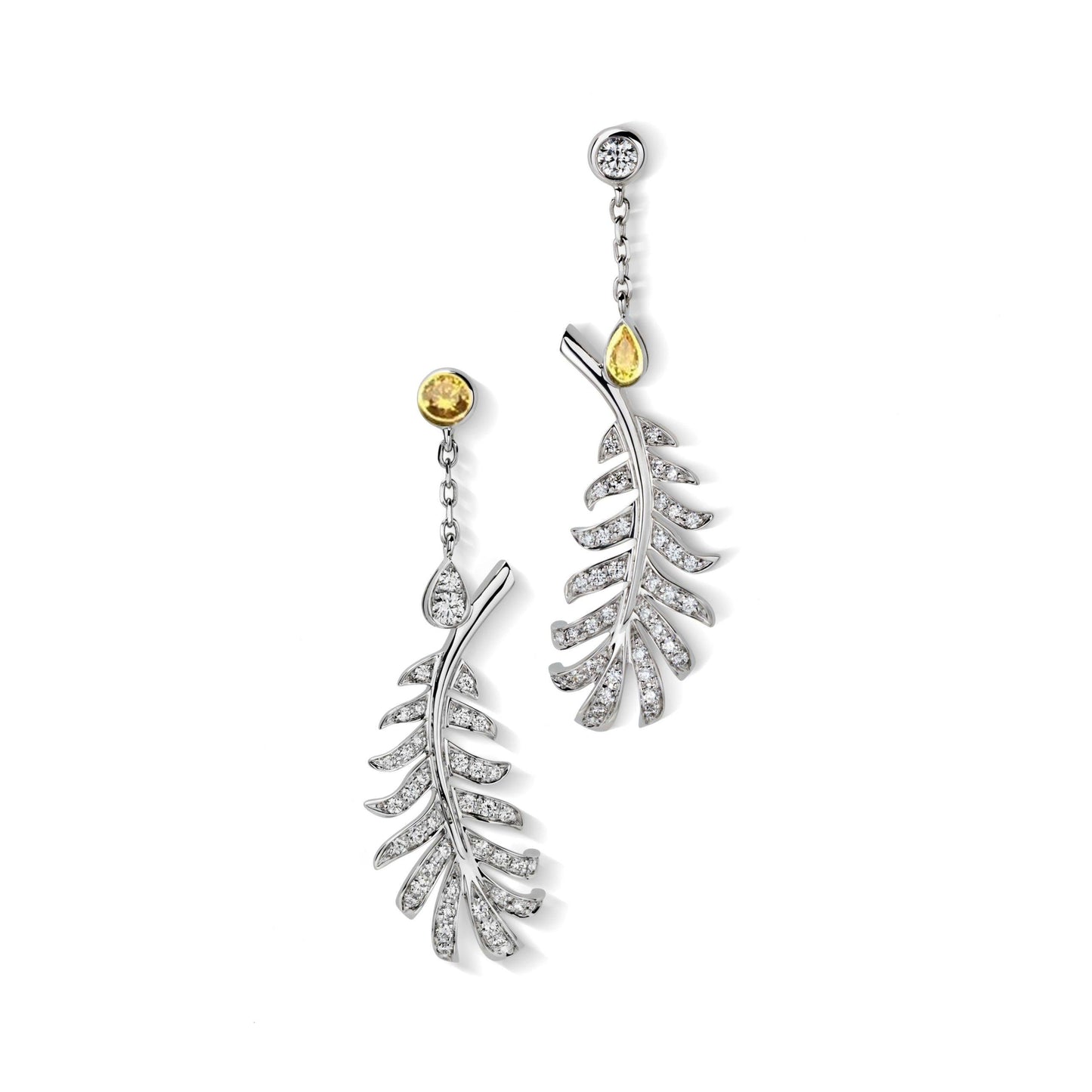 Plume De Chanel Earrings Silver Diamond