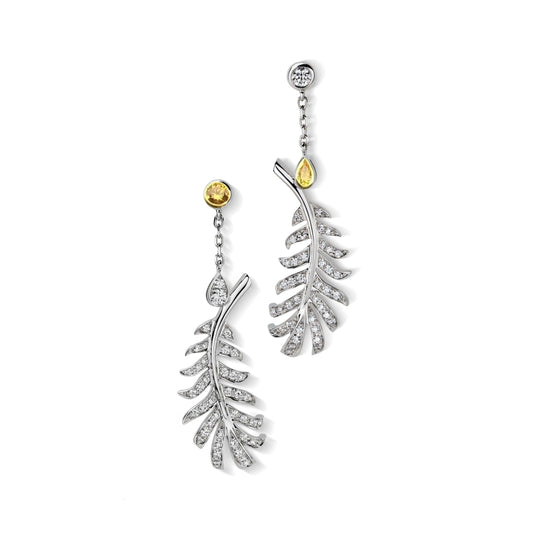 Plume De Chanel Earrings Silver Diamond