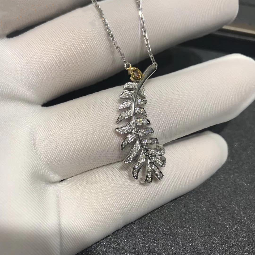 Chanel Plume De Silver Diamond Necklace