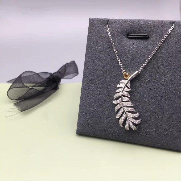 Chanel Plume De Silver Diamond Necklace