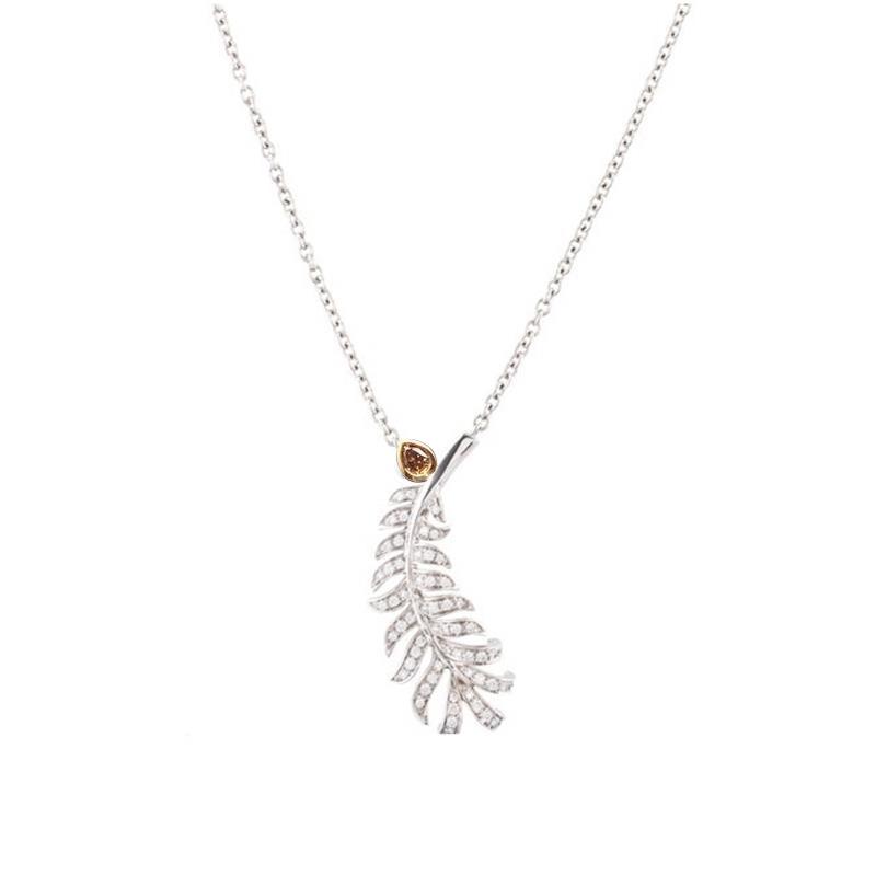 Chanel Plume De Silver Diamond Necklace