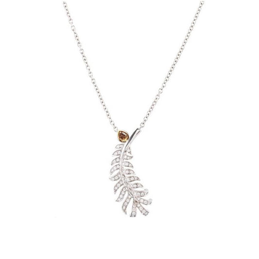 Chanel Plume De Silver Diamond Necklace