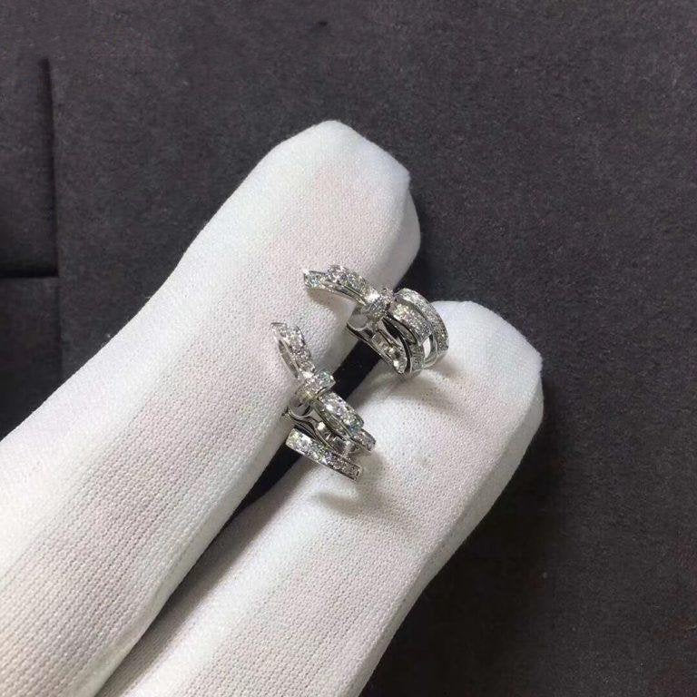 Chanel Ruban Silver Earrings Diamond