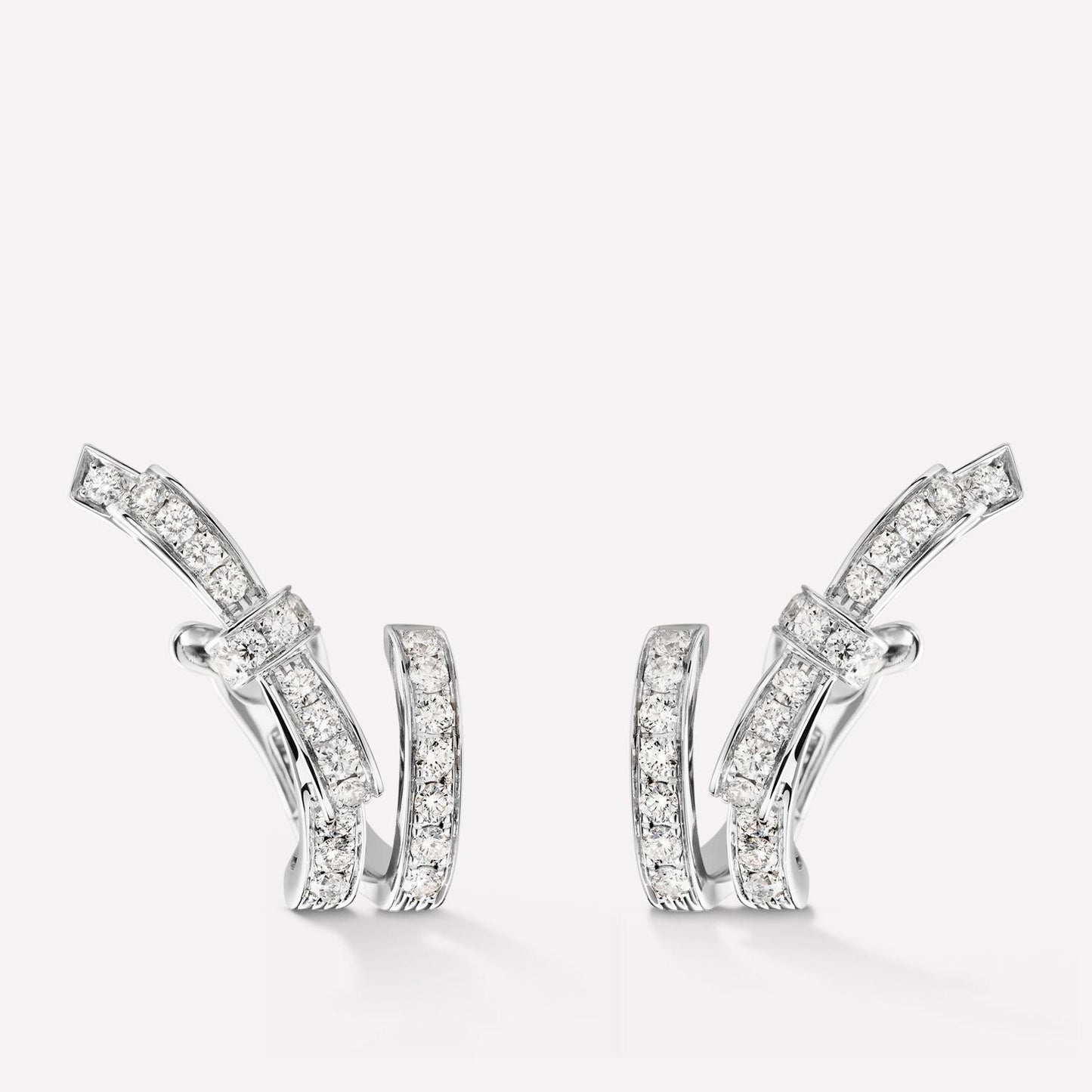 Chanel Ruban Silver Earrings Diamond