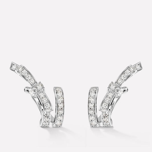 Chanel Ruban Silver Earrings Diamond