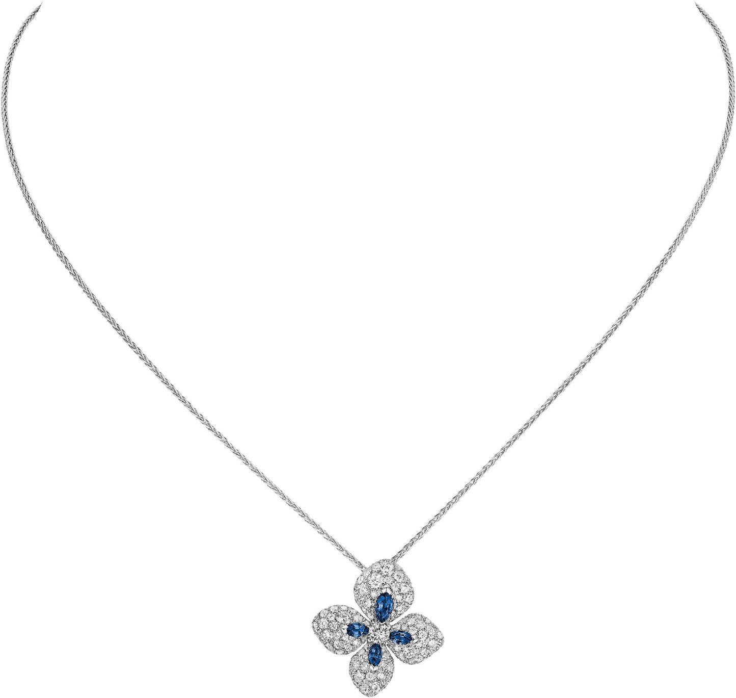 CHAUMET HORTENSIA NECKLACE AGATE DARK SILVER DIAMOND