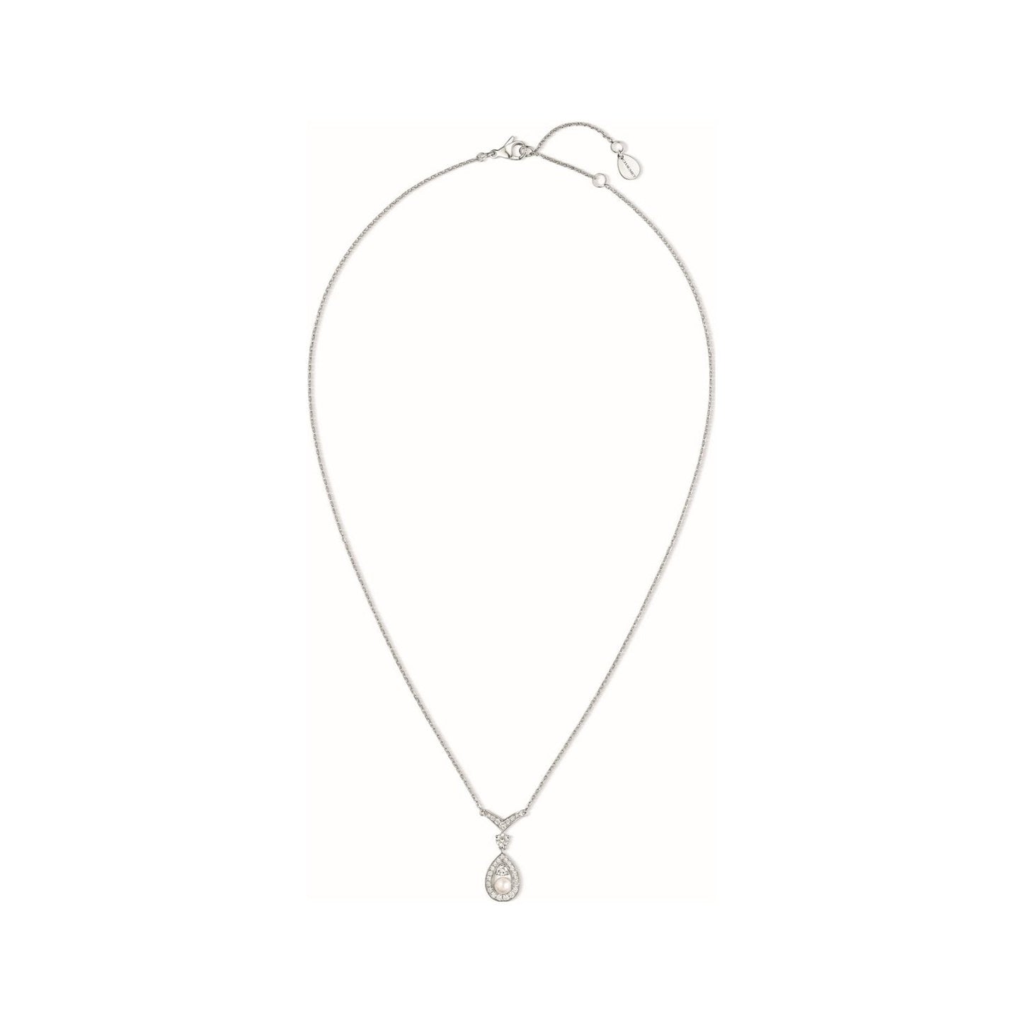 CHAUMET JOSEPHINE WHITE MOP SILVER DIAMOND NECKLACE