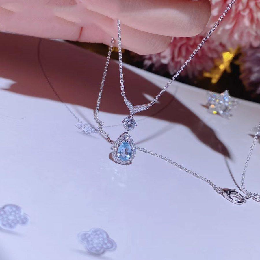 CHAUMET JOSEPHINE TURQUOISE LIGHT SILVER DIAMOND NECKLACE