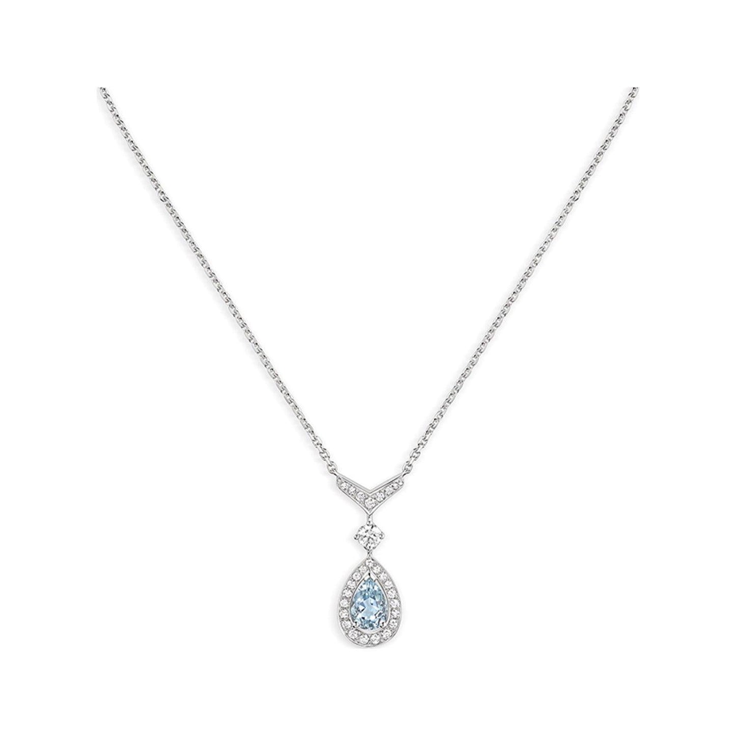 CHAUMET JOSEPHINE TURQUOISE LIGHT SILVER DIAMOND NECKLACE