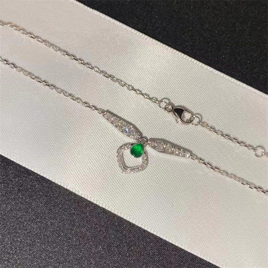 CHAUMET JOSEPHINE MALACHITE SILVER DIAMOND NECKLACE