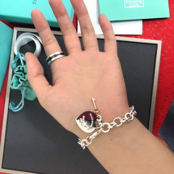 TIFFANY KEY HEART CARD CHUNKY INTERLOCKING BRACELET LENGTH