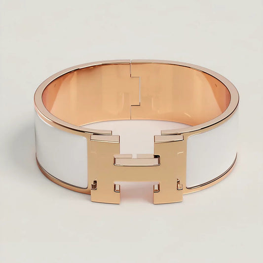 HERMES H BRACELET 20MM WHITE PINK GOLD