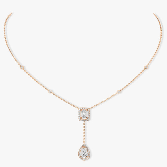 MESSIKA MY TWIN DIAMOND PINK GOLD TIE NECKLACE