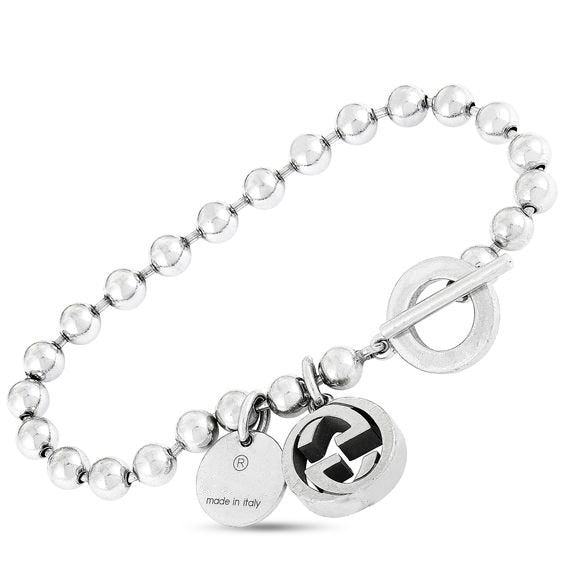 GUCCI GG BOULE PLATED SILVER CHARM BRACELET