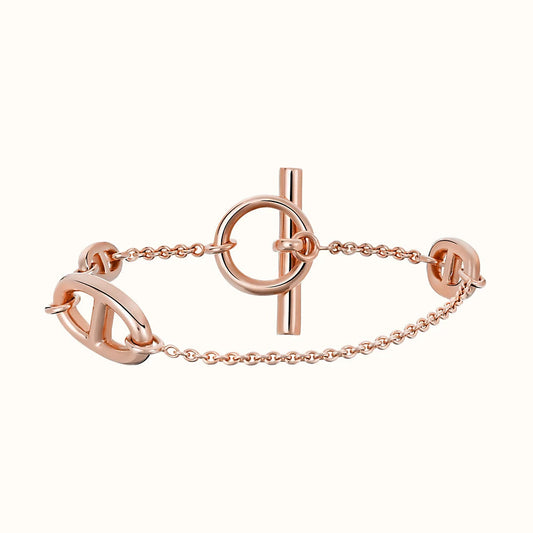 HERMES DANCRE CHAINE 3 MOTIF PINK GOLD BRACELET